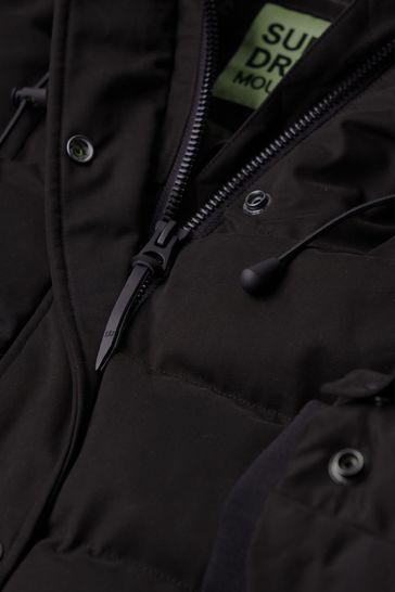 Buy Superdry Black Faux Fur Hooded Parka Longline Coat from Next