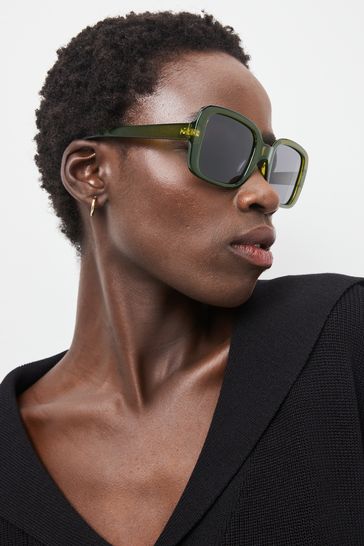Green Polarised Rectangle Sunglasses