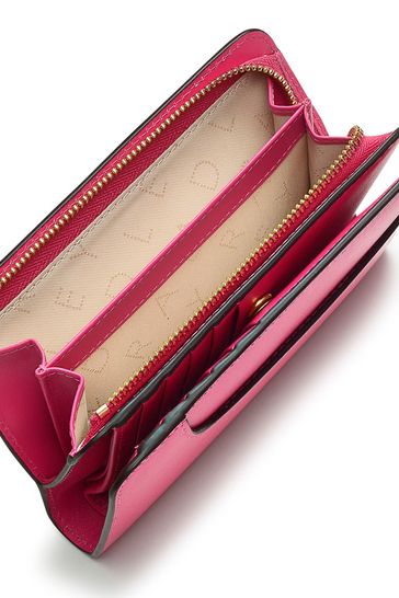 Radley London Florist Large Flapover Matinee Purse for Women, Made from Pink  Leather, Purse with Turned Edges, Press Stud Fastening & Twelve Card Slots,  Purse with Note & Zipped Coin Pockets :