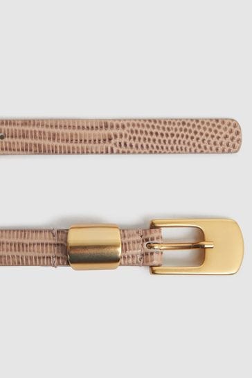 Buy Reiss Blush Karla Leather Thin Belt from Next Luxembourg