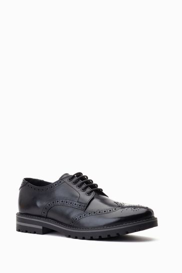Base London Gibbs Lace Up Brogue Black Shoes