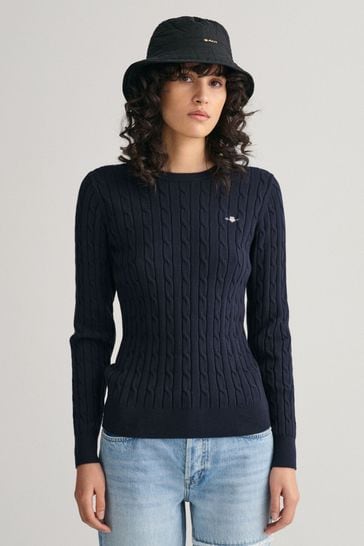Gant cable knit jumper sales navy