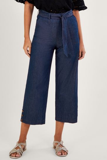 Buy Monsoon Blue Denim Crop Trousers from Next Croatia