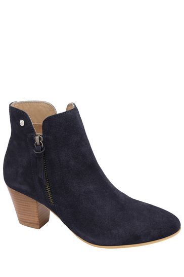 Ravel Blue Suede Leather Block Heel Ankle Boots