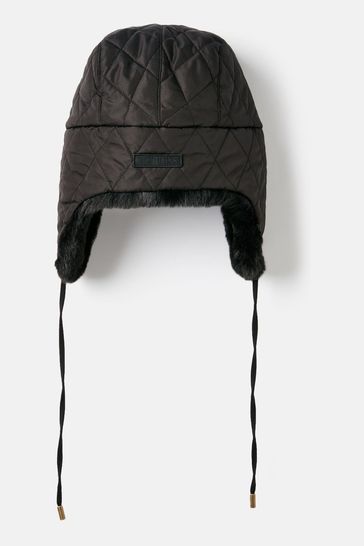 Buy Joules Eira Black Faux Fur Lined Quilted Trapper Hat from Next Kazakhstan