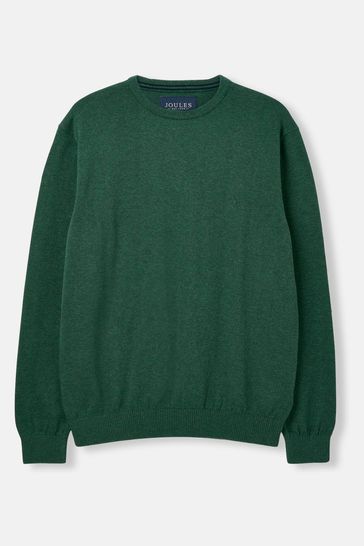Joules Jarvis Green Cotton Crew Neck Jumper