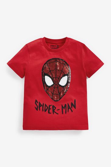 Camiseta oficial con lentejuelas reversibles de Spider-Man en color rojo (3-14 años)