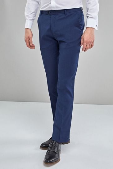 Blue Slim Fit Stretch Smart Trousers