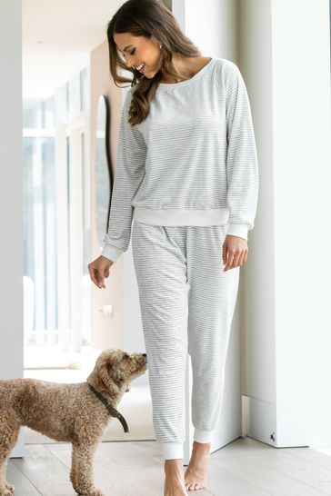 Pour Moi Grey Cosy Fleece Sweatshirt and Jogger Pyjama Set