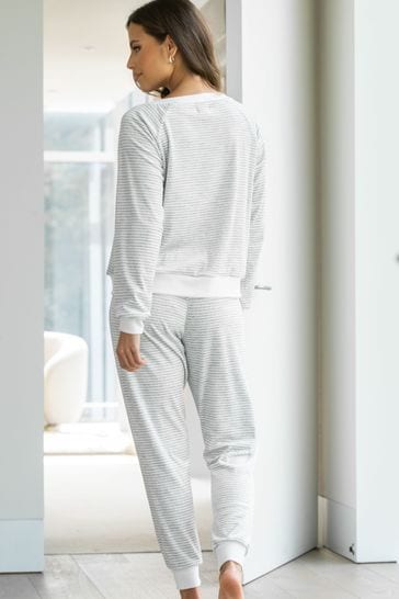 Pour Moi Grey Cosy Fleece Sweatshirt and Jogger Pyjama Set