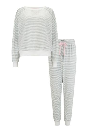 Pour Moi Grey Cosy Fleece Sweatshirt and Jogger Pyjama Set