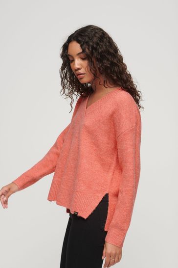 Buy Superdry Orange Oversized V Neck Jumper from Next Luxembourg