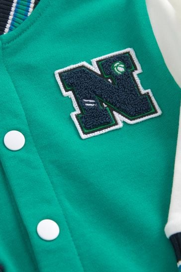 Green and shop white letterman jacket