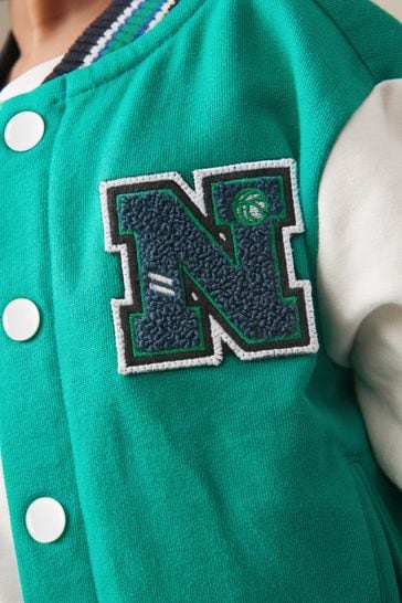 Green and white letterman jacket new arrivals
