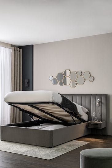 Mayfair ottoman velvet silver grey upholstered bed shop frame