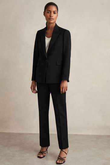 Womens black slim fit smart trousers discount