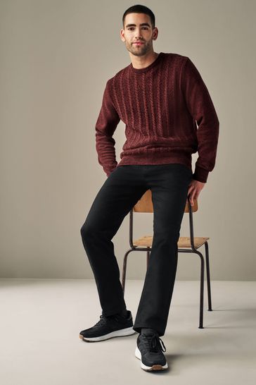 Buy Rust Red Regular Cable Crew Neck Jumper from Next Lithuania