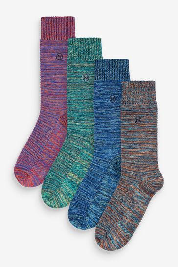Blue/Green Spacedye 4 Pack Textured Heavyweight Socks