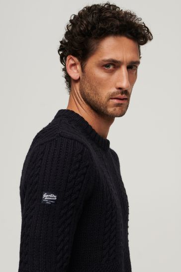 Superdry cable knit sales jumper mens