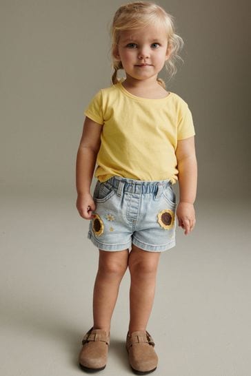 Denim Sunflower Crochet Shorts (3mths-7yrs)