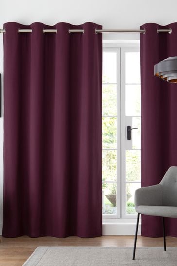 Purple Cotton Blackout/Thermal Eyelet Curtains