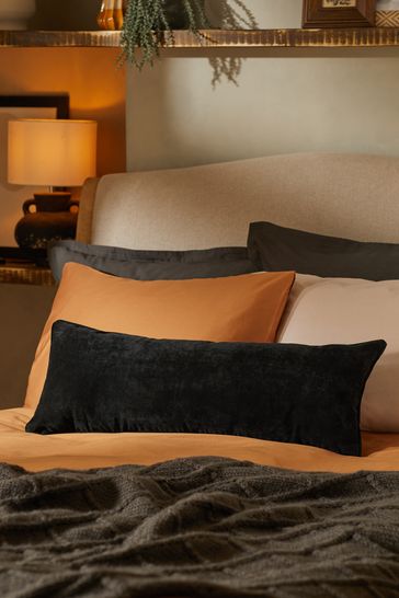 Black 30 x 80cm Soft Velour Cushion
