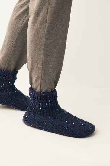 Navy Blue Memory Foam Slippers Socks Boots