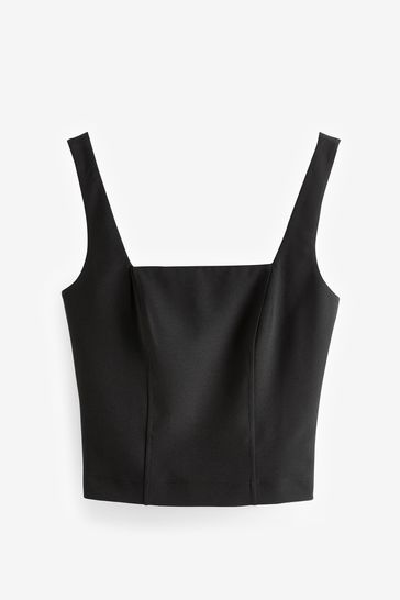 Black square shop neck tank top