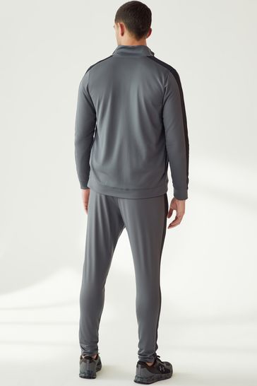 Under Armour Grey Black Rival Knit Hooded Tracksuit