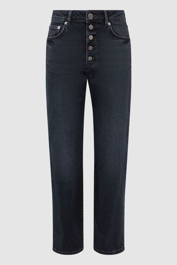 Black straight best sale leg cropped jeans