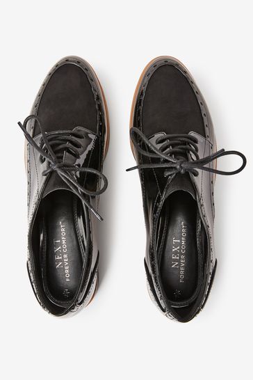 Buy Black Forever Comfort Brogue Detail Chunky Sole Forever Comfort Lace Ups from Next Luxembourg