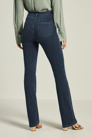 Buy Inky Blue Jeans Lift, & Slim Button from USA Shape Bootcut Next Single