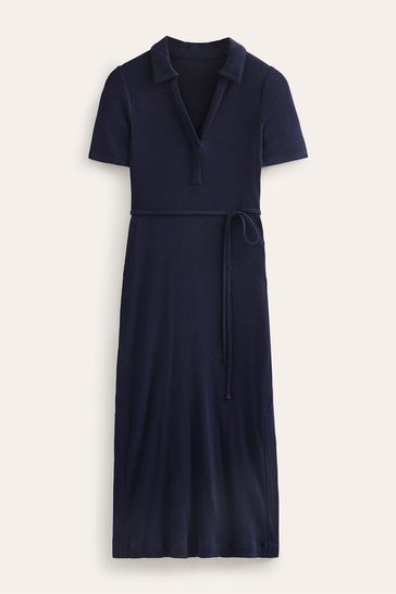 Buy Boden Blue Ribbed Jersey Midi Shirt Dress from Next Luxembourg