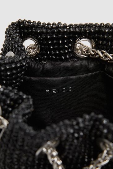 Buy Reiss Black Demi Crystal Mini Bucket Bag from Next USA