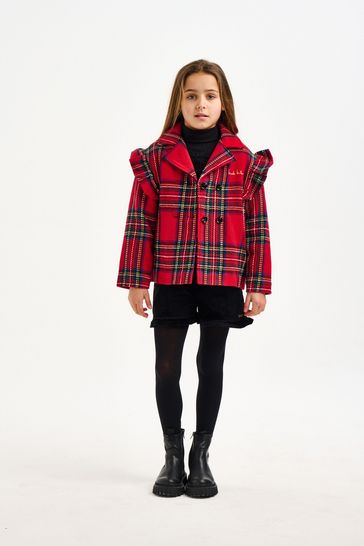 Buy Nicole Miller Red Check Wool Coat from Next Luxembourg