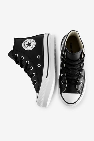 Junior black online leather converse