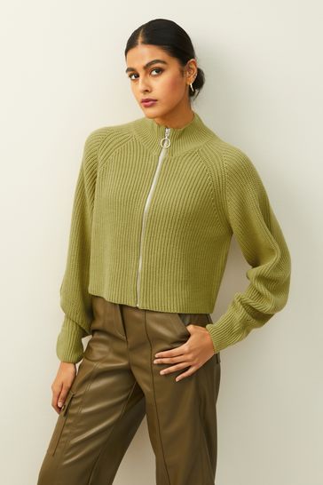 Cropped shop zip cardigan