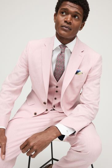 Pink Regular Fit Motionflex Stretch Suit: Jacket