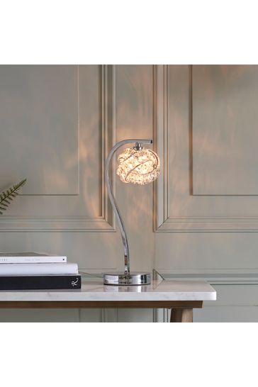 Gallery Home Chrome Lila Crystal Table Lamp
