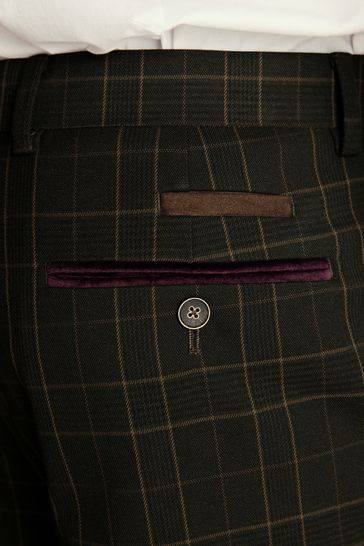 Buy Green Slim Slim Fit Trimmed Check Suit Trousers from Next