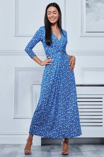 Blue jersey shop maxi dress