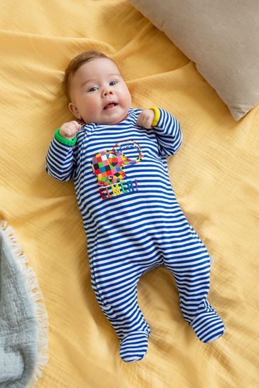 JoJo Maman B b Cobalt Elmer Appliqu Zip Sleepsuit