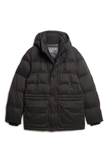 Black superdry coats best sale