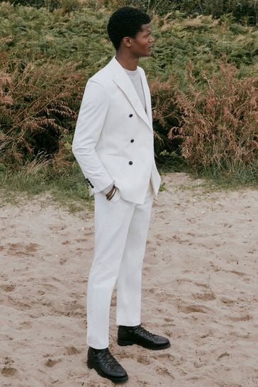 Double breasted cotton suit on sale