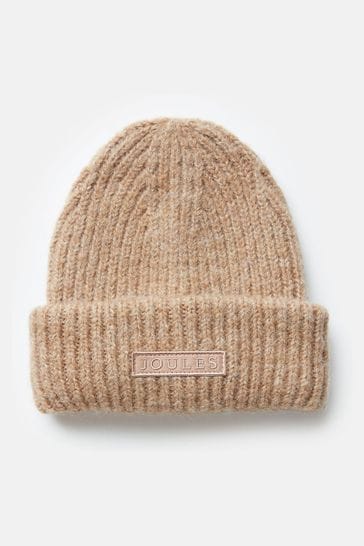 Joules Albert Oatmeal Oversized Ribbed Beanie Hat