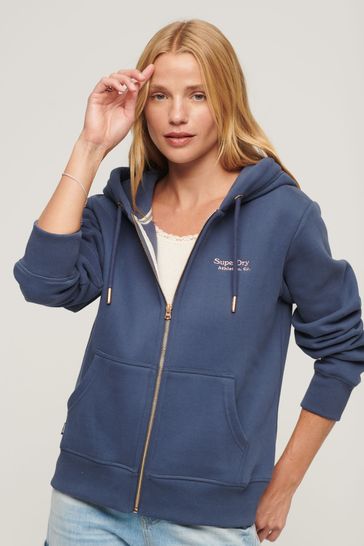 Superdry Light Navy Essential Logo Zip Hoodie