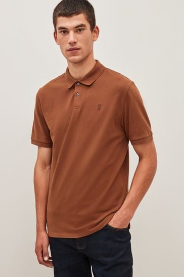 Brown Bronze Regular Fit Pique Polo Shirt