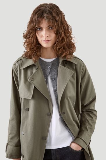 Khaki green trench coat womens top