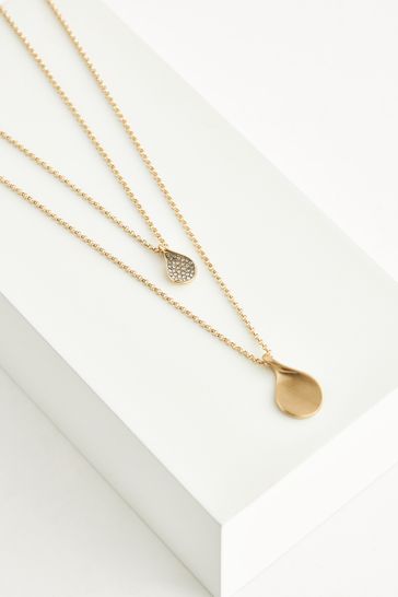 Dainty Gold Layered Pendant Necklace | Boohoo UK