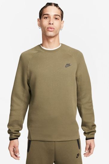 Nike Olive Green Tech Fleece Crew Sweatshirt